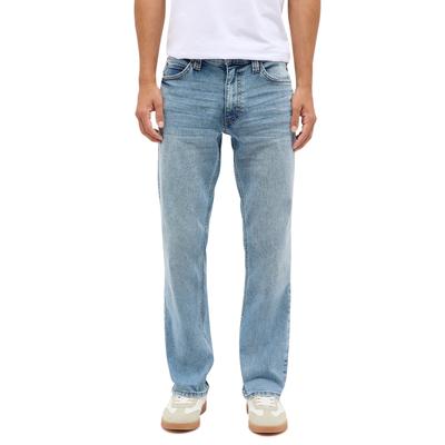 Straight-Jeans MUSTANG "Herren Style Tramper Straight", Herren, Gr. 48, Länge 32, blau (583 mittelblau), Denim/Jeans, 99% Baumwolle, 1% Elasthan, unifarben, straight fit, Jeans Straight-Jeans