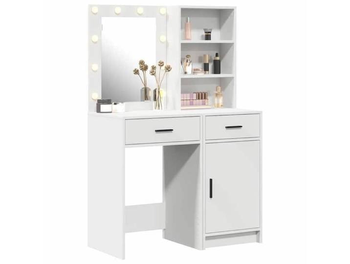 Meuble de maquillage - Ensemble de table de maquillage avec LED 2 pc Blanc - Assemblage requis（7699）
