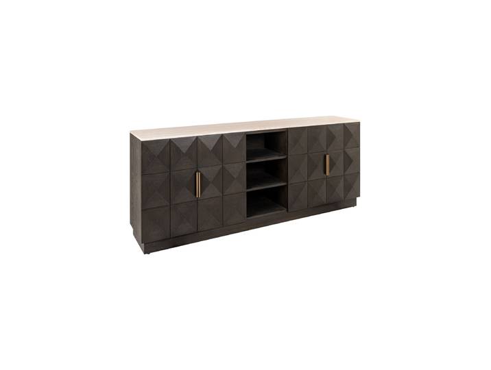 Grosses Design Sideboard „Claremont“ mit Marmorplatte, 4-türig Braun Richmond Interiors