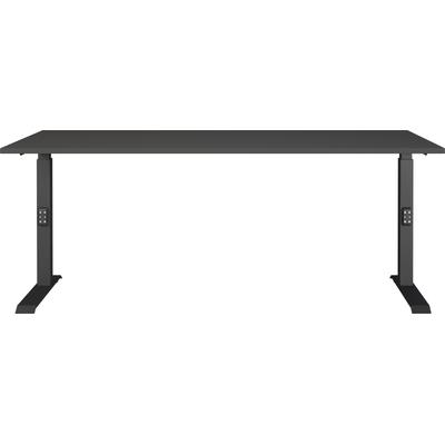 Schreibtisch GERMANIA "Lemont", grau (graphit, schwarz, graphit), B:180cm H:68cm T:80cm, Tische, Schreibtisch, Mechanisch höhenverstellbarer Schreibtisch