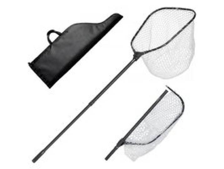 VEVOR Épuisette de Pêche Pliable, Filet de Pêche avec Manche Télescopique Alu 6063, pour Poisson Étang Bassin Kayak Bateau, Salabre Léger avec Filet en Silicone Souple et Échelle de Longueur Intégrée