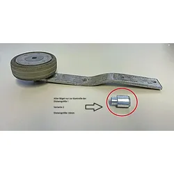 Rundum Meir Tragerolle (Ø: 75 mm), vorgerichtet für Bügel, inkl. Schraube, Mutter und Distanzbuchse 16 mm