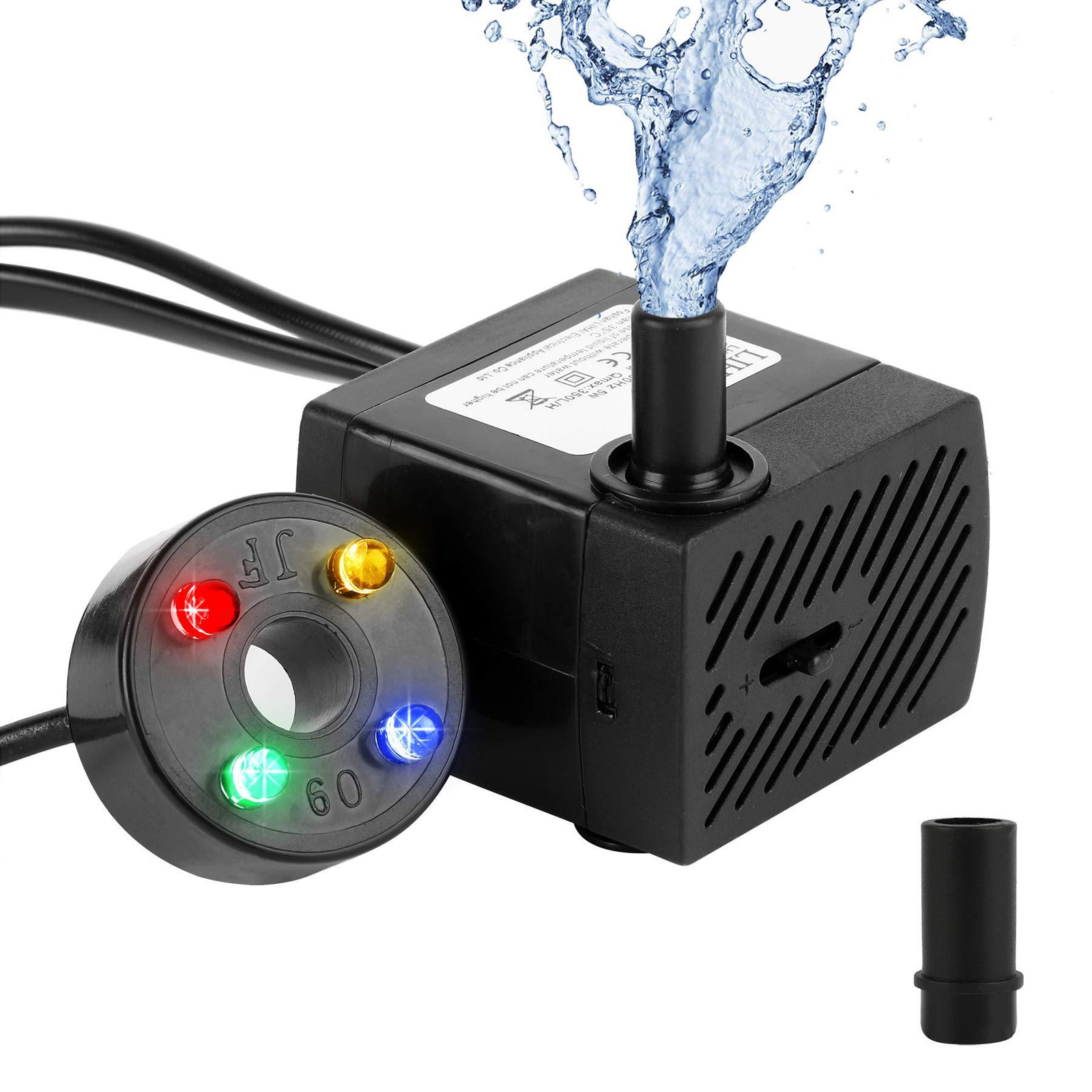 Lustrens Mini-waterpomp met 4 LED-lampen, 350 l/u, 3,5 W