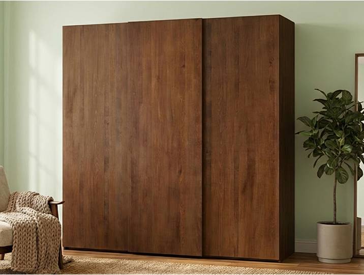 Schiebetürenschrank aus Kernbuche Dunkel „Ludwig“ 3-türig Massivholz Buche Dunkel