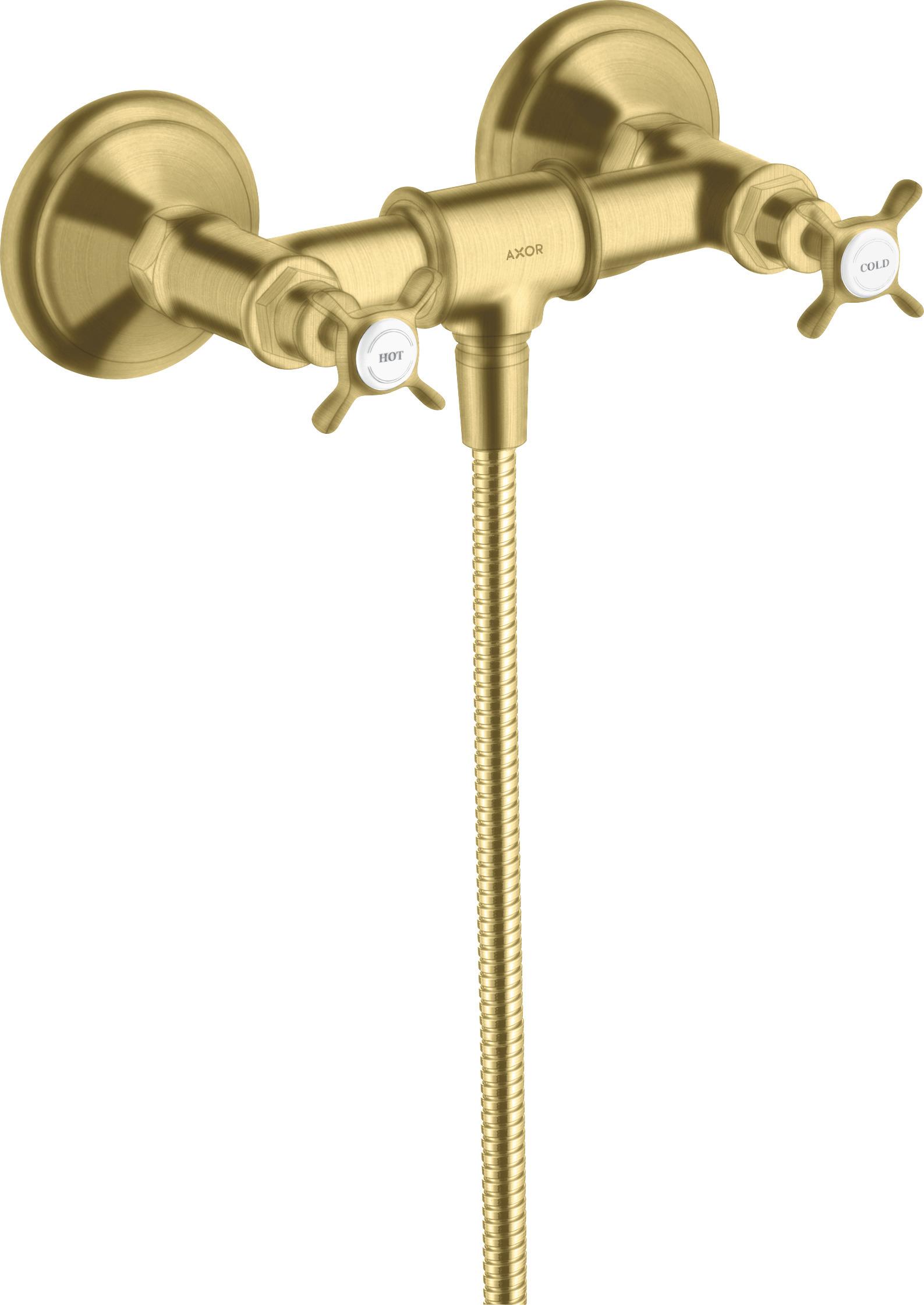 2-Griff-Brausearmatur AXOR MONTREUX DN 15, Aufputz brushed brass brushed brass
