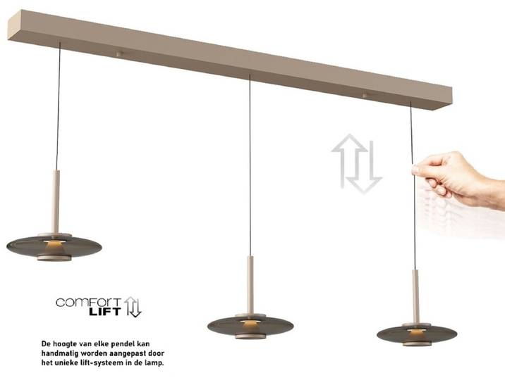 Artdelight - Hanglamp Madison 3 lichts L 130 cm comfortlift champagne