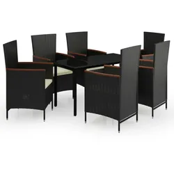 Helloshop26 - 7-teilige schwarze Garten-Essgruppe mit Kissen 02_0014611