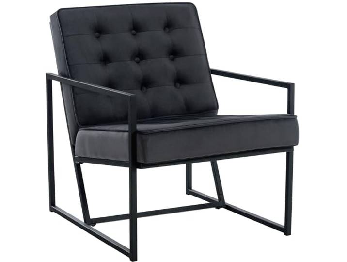 CLP Lounger Avon Samt - Lesesessel Mit Gestepptem Samtbezug Und Stabilem Metallgestell, Farbe: grau