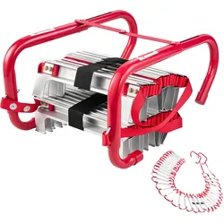 VEVOR Feuerleiter, 15 m, einziehbare Rettungsleiter max. 453,6 kg, leichte Notleiter aus Aluminiumlegierung mit hochfestem Polyestergurt, rutschfesten Sprossen & breiten Stufen, 5-6 Stockwerke