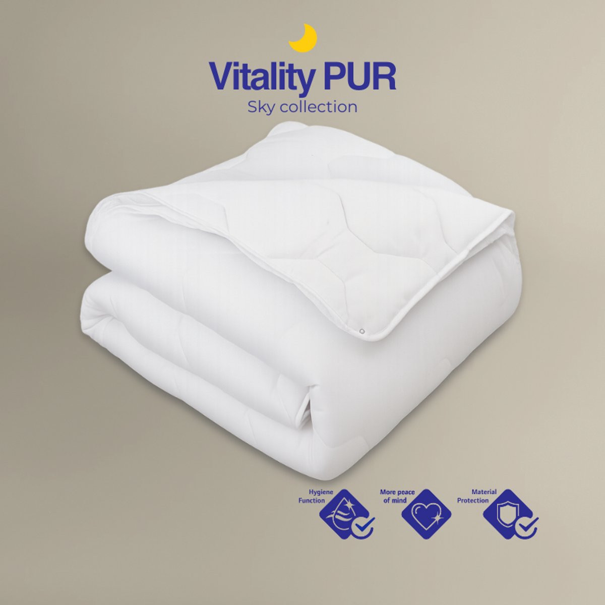 Vitality Pur Sky 4-Seizoenen Dekbed Tweepersoons 2-delig met drukknopen B/D: 240 x 220 cm Microfibre Anti-allergie en Ademend