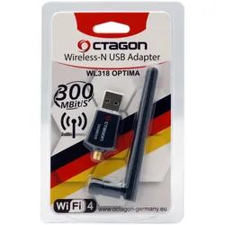 OCTAGON WL318 WLAN 300 Mbit/s +2dBi Antenne USB 2.0 Adapter Blister (WiFi, Wireless)