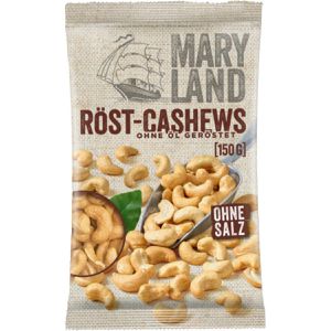 Maryland Cashewkerne Röst-Cashews, ganze Nüsse, geröstet und ungesalzen, im Beutel, 150 g
