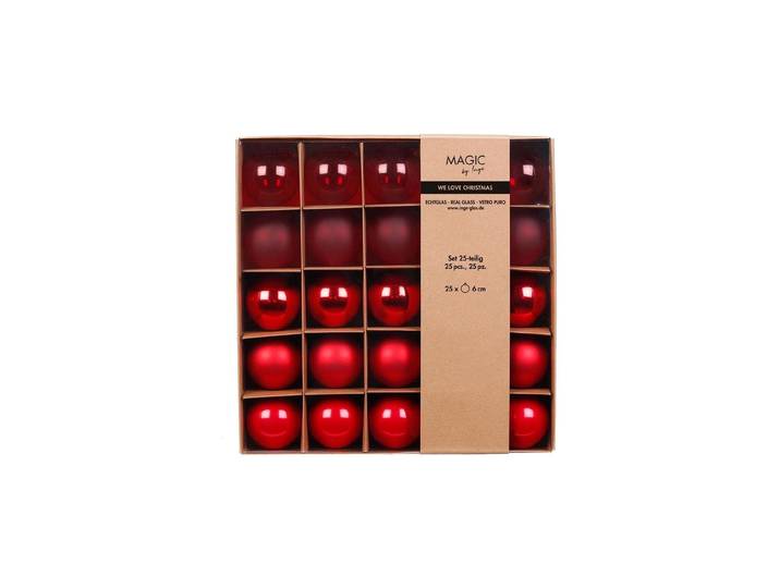 Weihnachtsbaumkugel INGES CHRISTMAS DECOR 6 cm 25 Stück , rot, Glas, Weihnachtsbaumkugeln, Weihnachtsbaumkugel