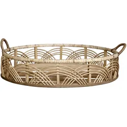 Chic Antique Tablett aus Bambus und Rattan, Höhe 15, Ø 45 cm