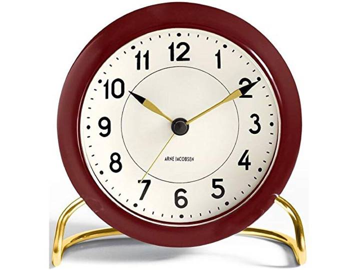 Arne Jacobsen Station Horloge de Table en Aluminium Bordeaux 11 cm