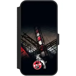 Nivocase Klapphülle für Apple iPhone 14 Handyhülle aus Kunst Leder NIVOflip schwarz 1. FC Köln Offizielles (Apple iPhone 14), Smartphone Hülle, Schwarz