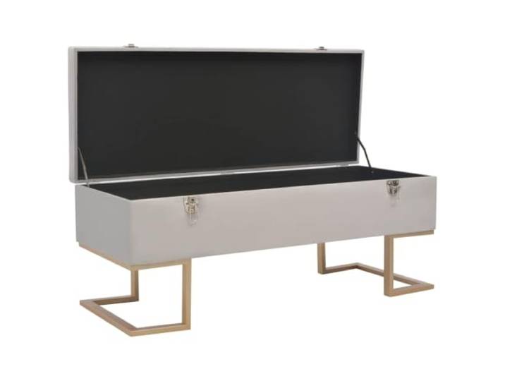 HBBMGYD Sitzbank mit Staufach 105 cm grau Samt samtweiches Gefühl, Innentruhe, goldfarbene Eisenbeine, Wohnzimmer oder Diele, Schlafzimmer, 105 cm