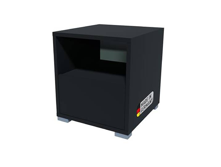 BadeDu Veer Regal mit Klappentür in Anthrazit – 35 x 40 x 38 cm, mit 2 Fächern, Kompaktes Aufbewahrungsmöbel, ideal für jedes Zuhause oder Büro, stapelbar – Made in Germany