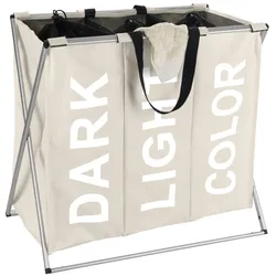 WENKO Wäschesammler Mod. Trio Beige, Wäschekorb, 130 l