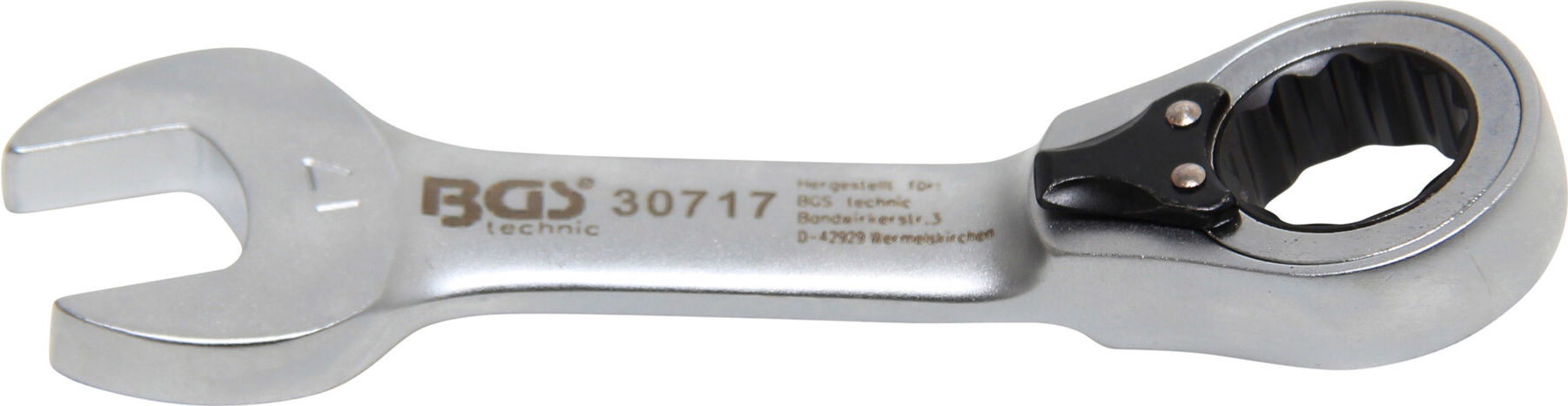 BGS Ratschenring-Maulschlüssel 30717, kurz, umschaltbar, SW 17 mm ; BGS technic)
