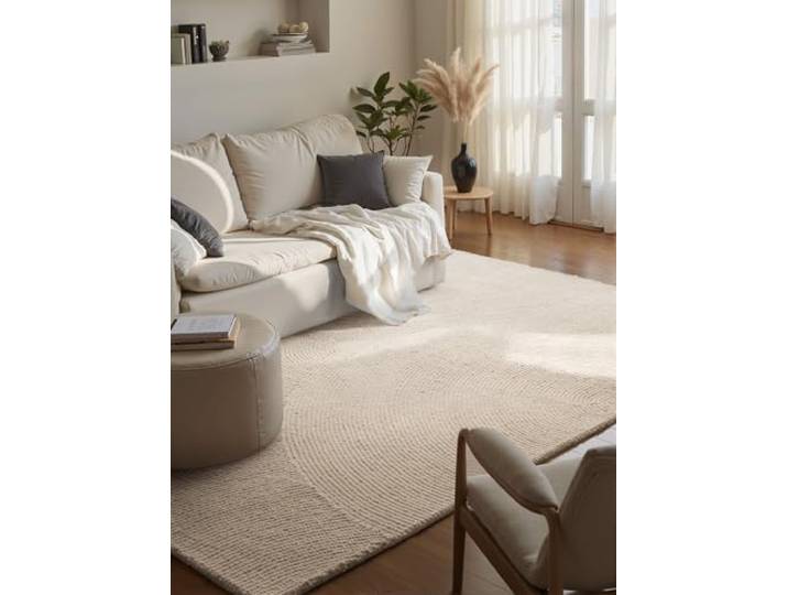 Hanse Home Tapis en Laine Eleni - Tapis de Salon Naturel - Touffeté à la Main - Hygge Skandi - Bohème