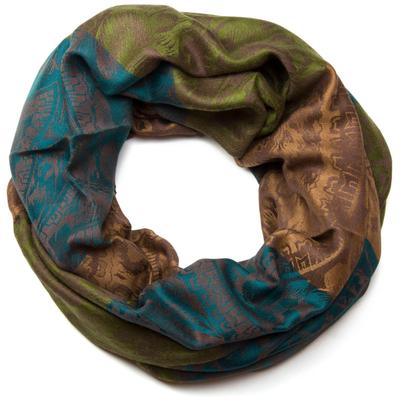 Loop STYLEBREAKER "Loop mit Hibiskus Blüten und Paisley Muster", Damen, grün (grün, petrol, hellbraun), Obermaterial: 100% Viskose CV., Modisch, Modetücher Loop