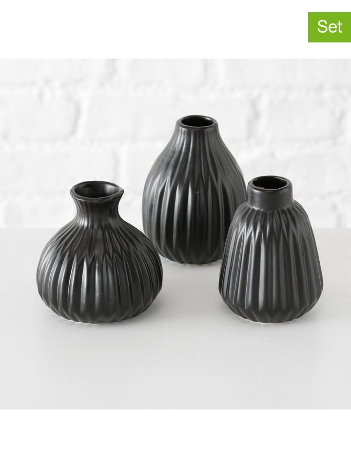 Boltze 3er-Set: Vasen "Esko" in Schwarz - onesize