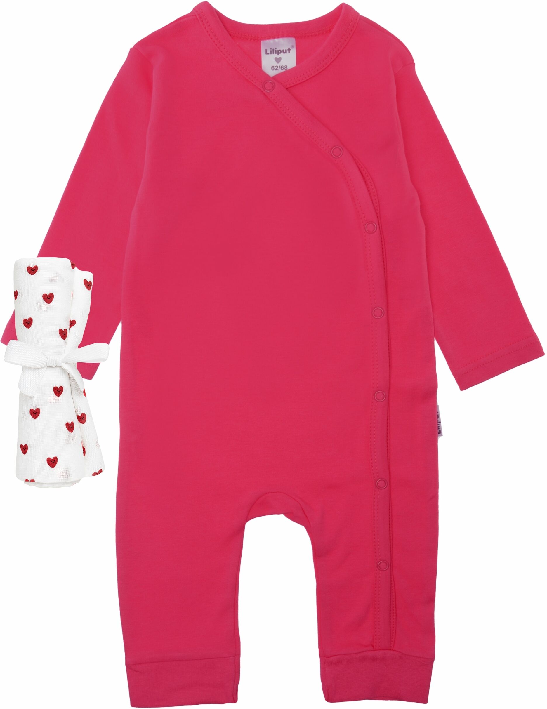 Erstausstattungspaket LILIPUT "Herzchen", Mädchen, Gr. 50/56, pink (weiß, rot), 100% Baumwolle, KOB Set-Artikel Erstausstattungspaket, mit praktischer Druckknopfleiste