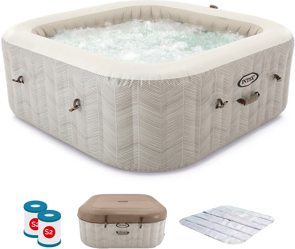 Intex carrée Chevron Deluxe 28472EX - Ø193x71 cm - Spa gonflable à hydromassage