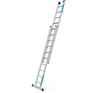 Zarges Schiebeleiter Everest Plus 2E, 40468, 2 x 10 Sprossen, 2-teilig, mit Wandlaufrollen, Arbeitshöhe: 5,95 m
