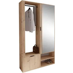 GARDEROBENSCHRANK Limo mit Spiegel und Schuhschrank, Eiche Artisan
