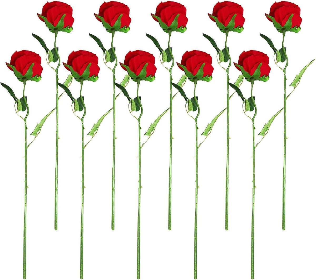 Kunstrozen Boeket van Zijde - 10 Stuks - Rood - Realistische Nepbloemen voor Woondecoratie