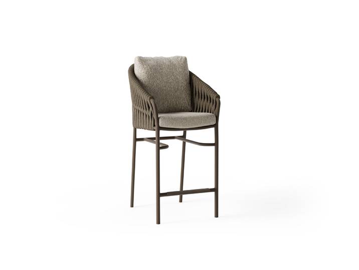 2er Set Suns Nappa Barstuhl Aluminium/Rope stapelbar