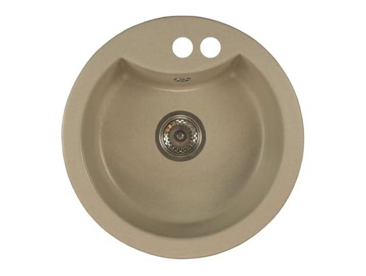 Faizee Home Vela Granitspüle Ø 49 cm Beige – Runde Einbauspüle aus Granit Kompaktes Spülbecken Inkl. Siphon-Set
