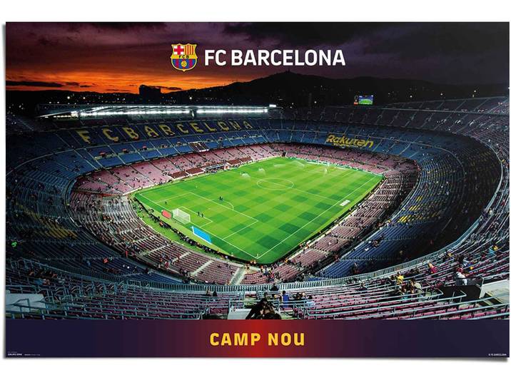 Poster REINDERS Barcelona - Camp Nou Fussball - Stadion - Spanien , bunt (farbe bild(er): mehrfarbig), B:91,5cm H:61cm, Papier, Bilder, Poster