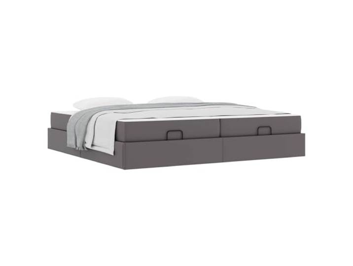 KTHLBRH Bett mit Matratze grau 2 Stück PVC Fester Lattenrost, hochdichter Schaumstoff, Unterbettkommode, mattes Finish