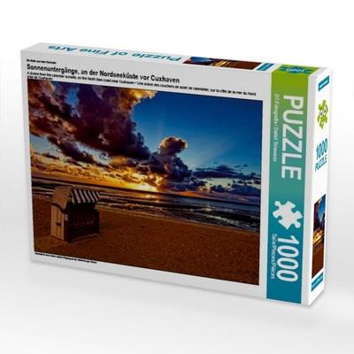 CALVENDO Puzzle Ein Motiv aus dem Kalender Sonnenuntergänge, an der Nordseeküste vor Cuxhaven 1000 Teile Puzzle quer | 1000 Teile Lege-Größe 64 × 48
