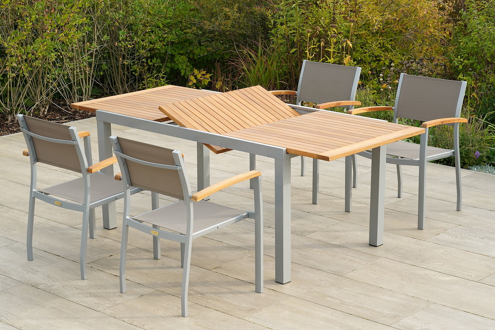 MERXXHANDELS Naxos Set 5tlg 4 Sessel Tisch 150(200)x90cm 16946374