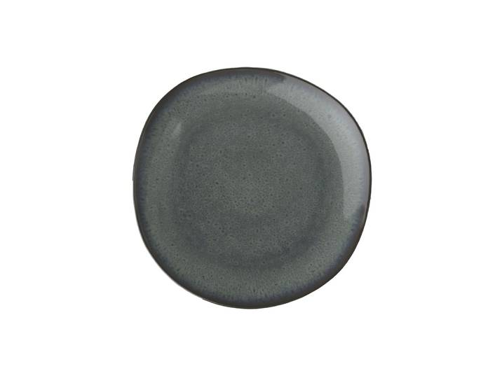 Assiette plate en faïence gris