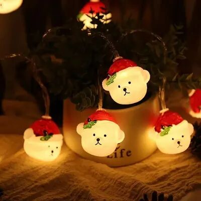 Lush Living Finds Battery Powered LED String Lights, Santa Claus Fairy Garland Lamp, Xmas Hanging Ornament, Christmas Tree Decor For Home santa Bear 1.5m