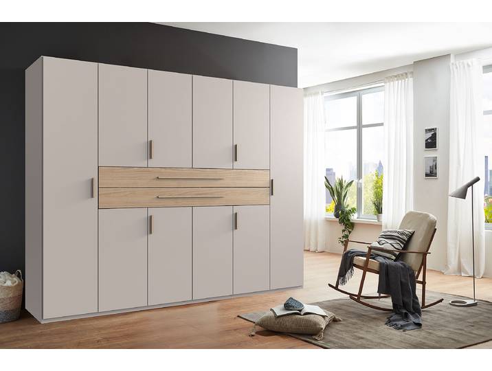 Drehtürenschrank Digit Typ A 270cm Holz/Grau/Beige/Kaschmir/Eiche Dekor