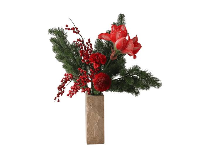 Botané Bouquet artificiel Red Spritz Amaryllis, œillets, branches à baies, branches d’épicéa, 72 cm