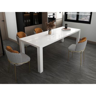 Esstisch SALESFEVER "Stilvoller Tisch", weiß (weiß, weiß, weiß), B:120cm H:76cm T:80cm, Tische, Rechteckiger Esstisch Esstisch, hochglanz lackiert, ausziehbar