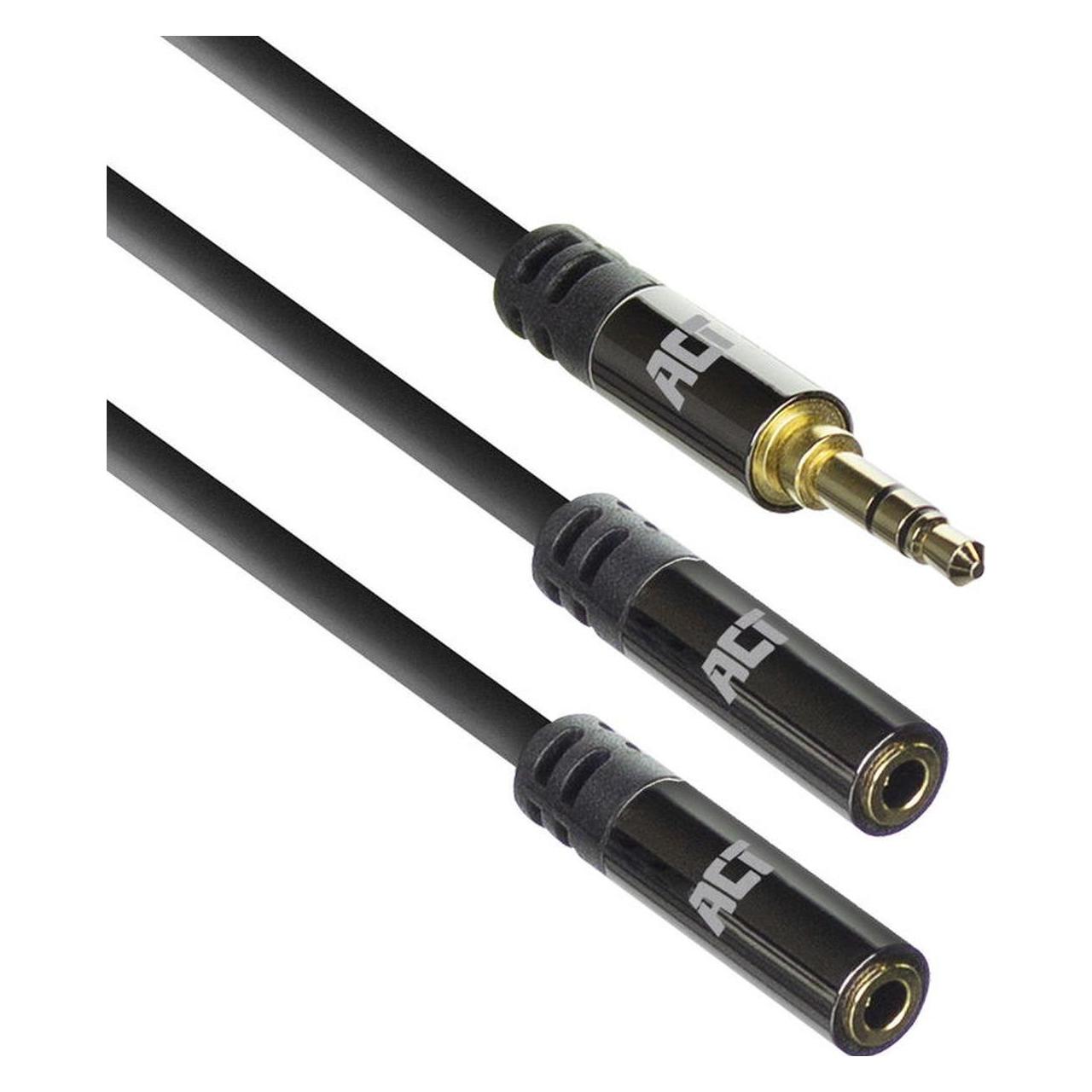 ACT 0.15 meters High Quality audio splitter cable 3.5 mm jack male - 2x female (0.15 m) (AC3620)