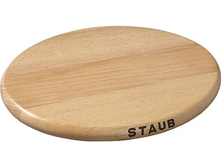STAUB Dessous de Plat Aimanté\, Ovale\, Ø 15 cm\, Bois Hêtre