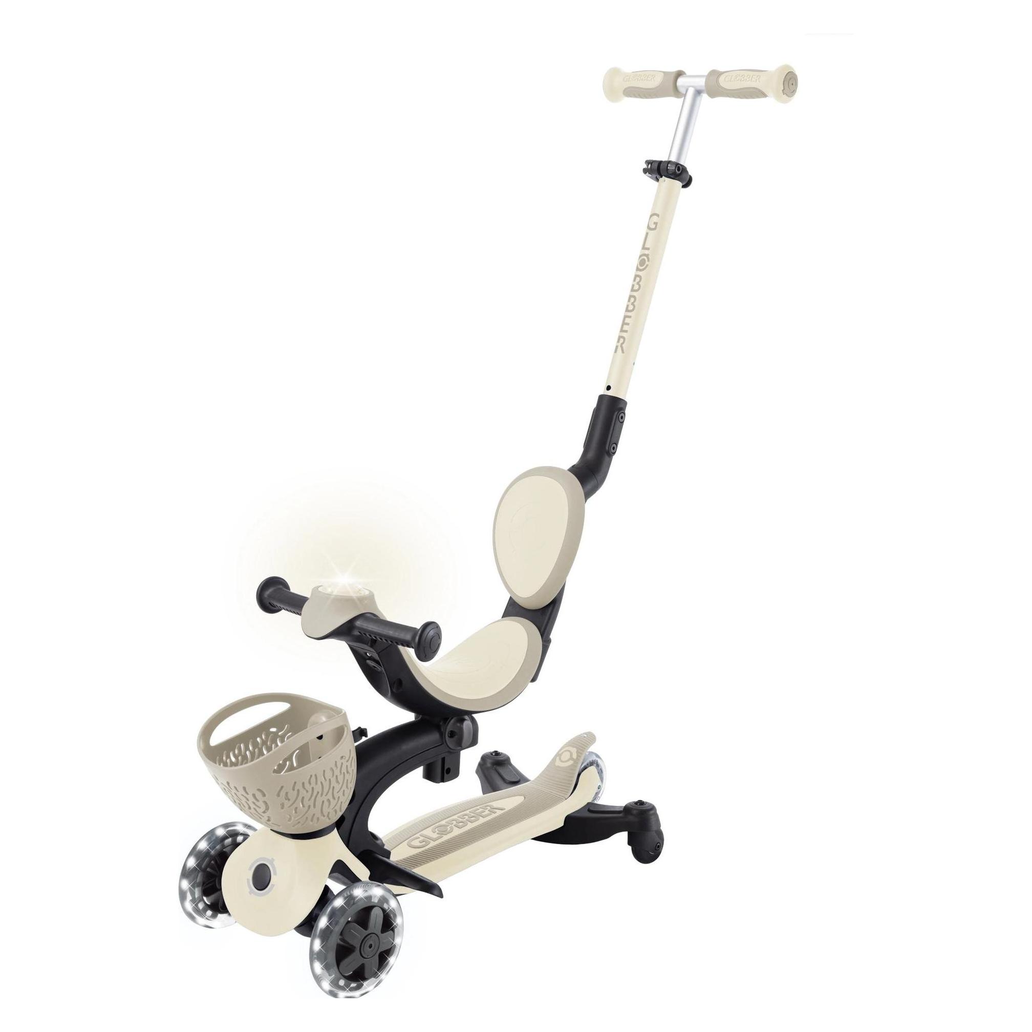 Globber GO-UP BABY 360 LIGHTS taupe, mit Leuchtrollen und Leuchtmodul (844-466)