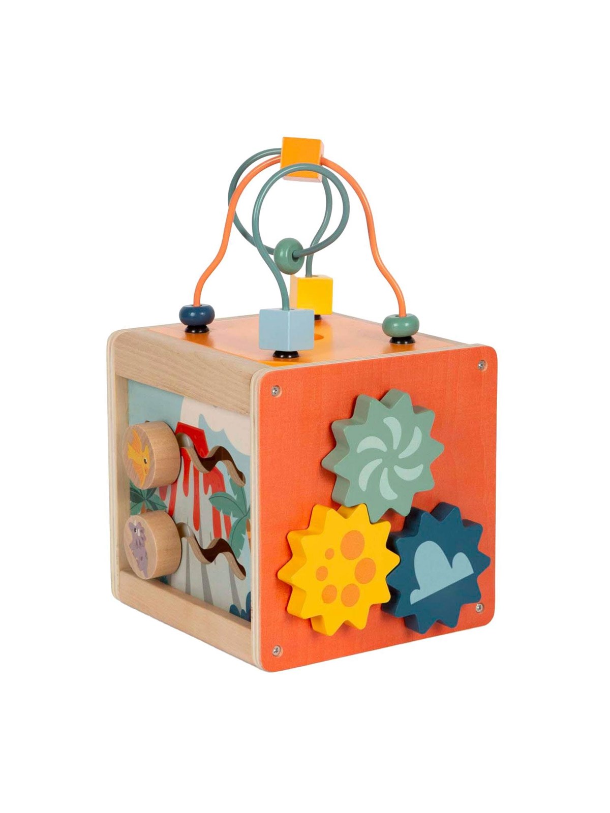 Small Foot - Wooden Activity Cube Motor Skills Spiral Dino