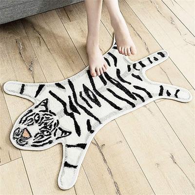 Teppiche Tigerprint formte Teppich für Wohnzimmer und Schlafzimmer Faux Pelz Tierhaut Teppich Weich Rutschfest Maschinenwaschbar Teppich Flauschige Akzent Fußmatte Wohnkultur