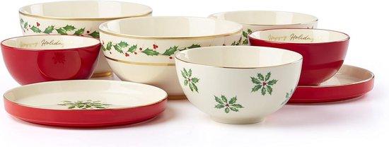 Famanu 8-teiliges Servies Set mit Weihnachtsmotiven - Nesting Dinner Set für 2 Personen