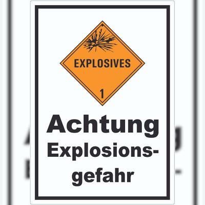 HB-Druck Aufkleber Explosionsgefahr Explosives A8 (52x74mm)
